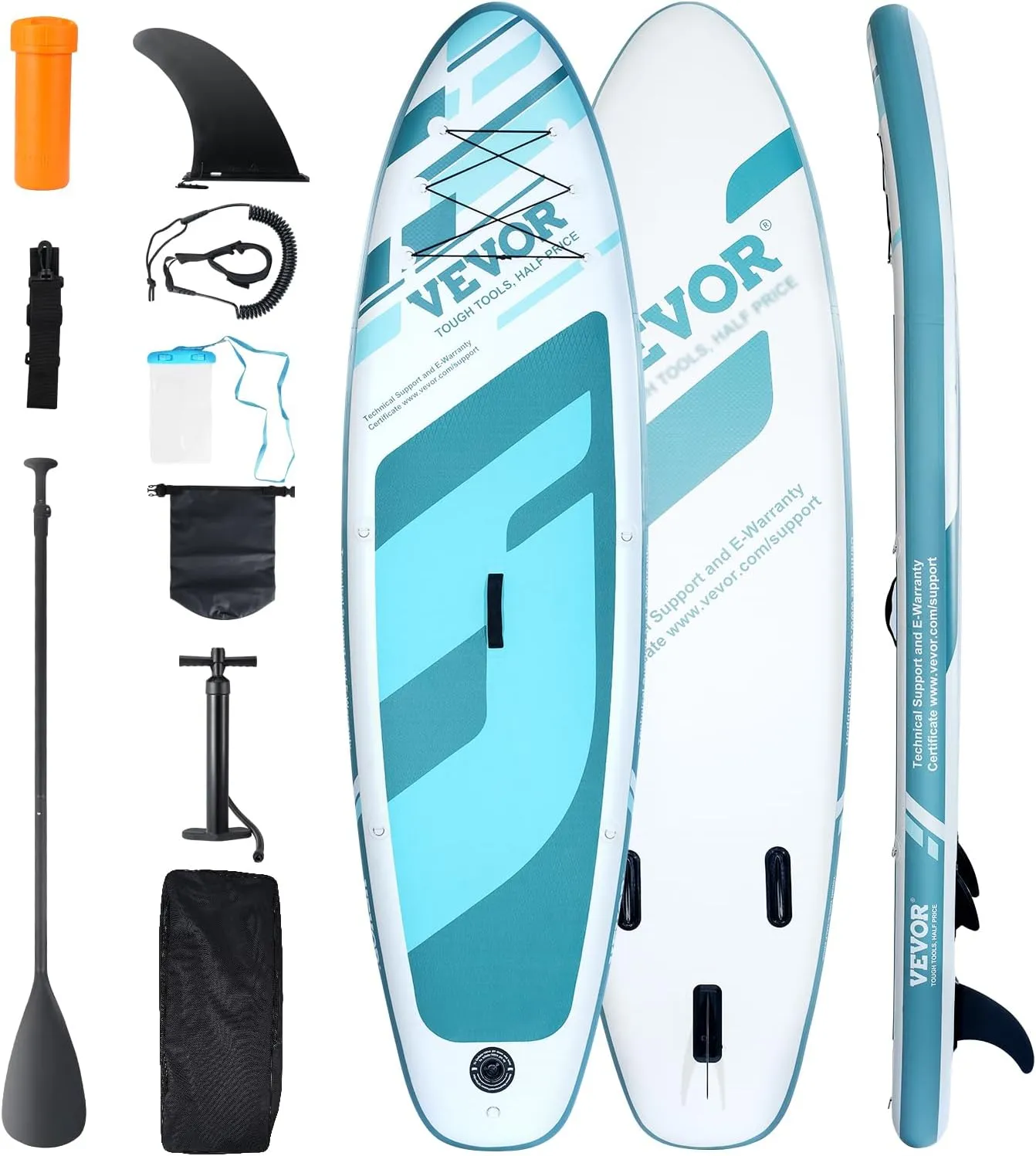 VEVOR Inflatable Stand Up Paddle Board, with Board Accessories, Pump, Paddle, Fin, Phone Bag, Backpack, Ankle Leash, Repair Kit, Non-Slip Deck for Youth & Adults