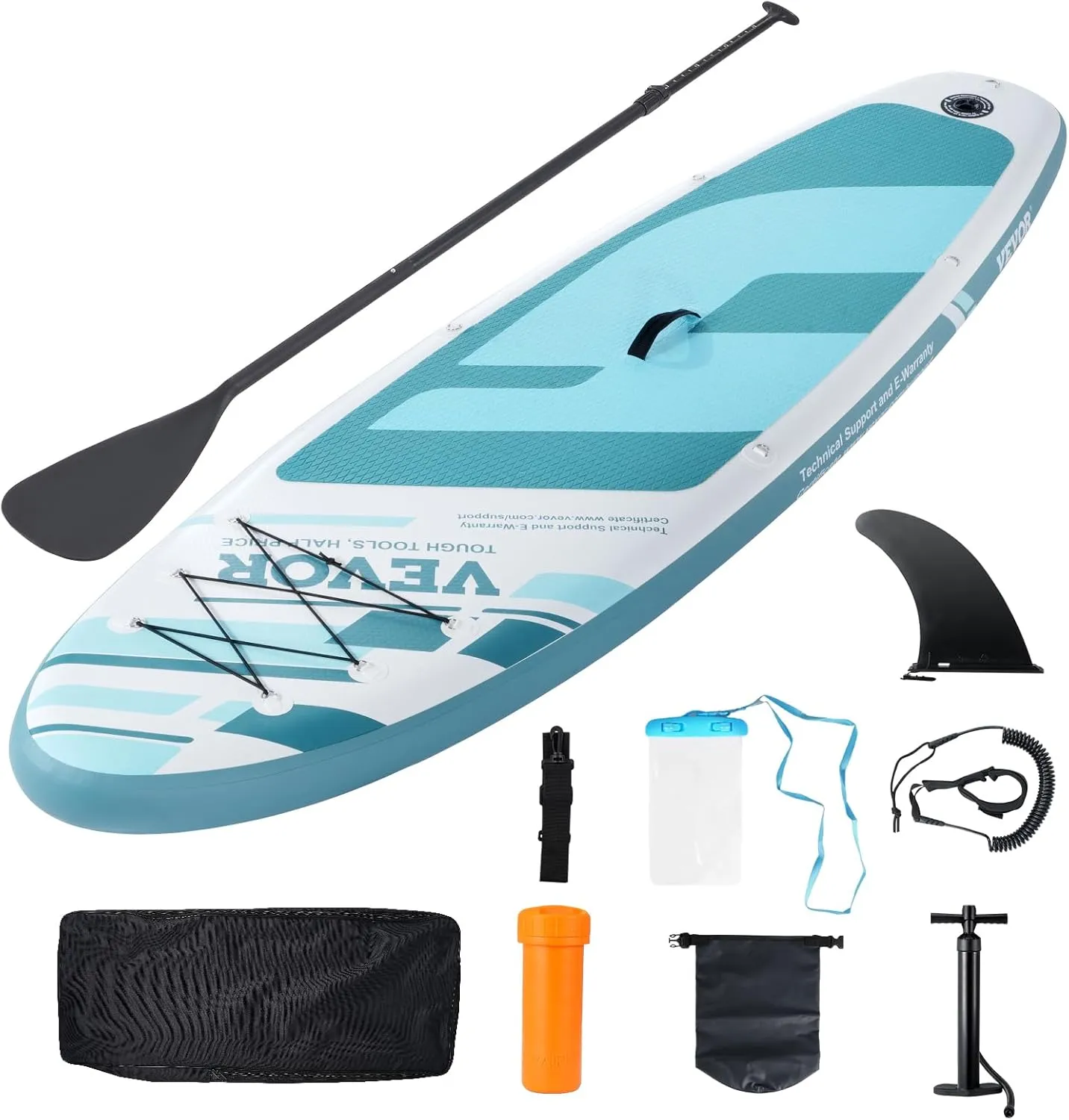 VEVOR Inflatable Stand Up Paddle Board, with Board Accessories, Pump, Paddle, Fin, Phone Bag, Backpack, Ankle Leash, Repair Kit, Non-Slip Deck for Youth & Adults
