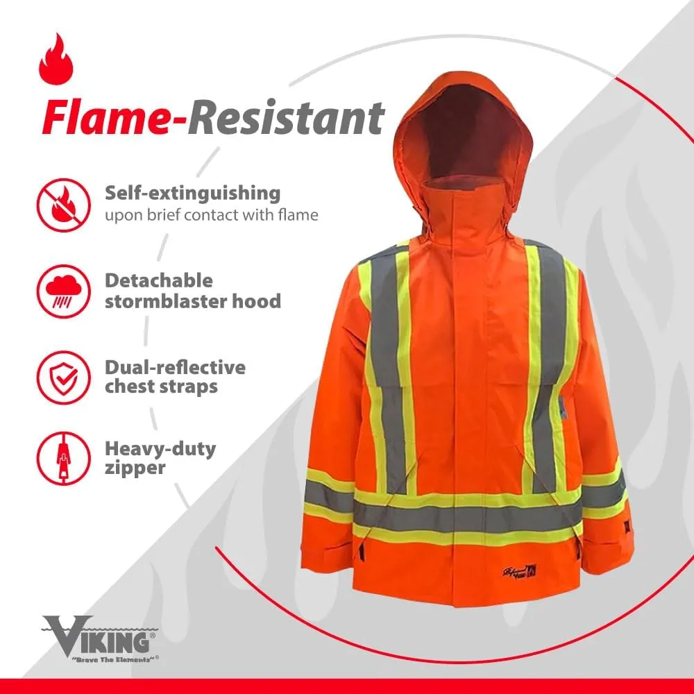 Viking Professional Journeyman 300D Rip-Stop Fire Retardant Reflective Jacket - Fire Resistant Hi Vis Jackets for Men