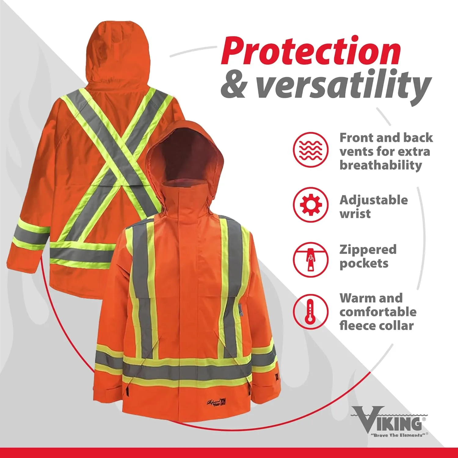 Viking Professional Journeyman 300D Rip-Stop Fire Retardant Reflective Jacket - Fire Resistant Hi Vis Jackets for Men