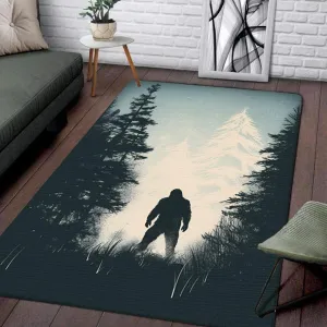 Vintage Bigfoot Area Rug for Living Room - Sasquatch Sunset Forest Pattern Animal Print Camping Gift for Men