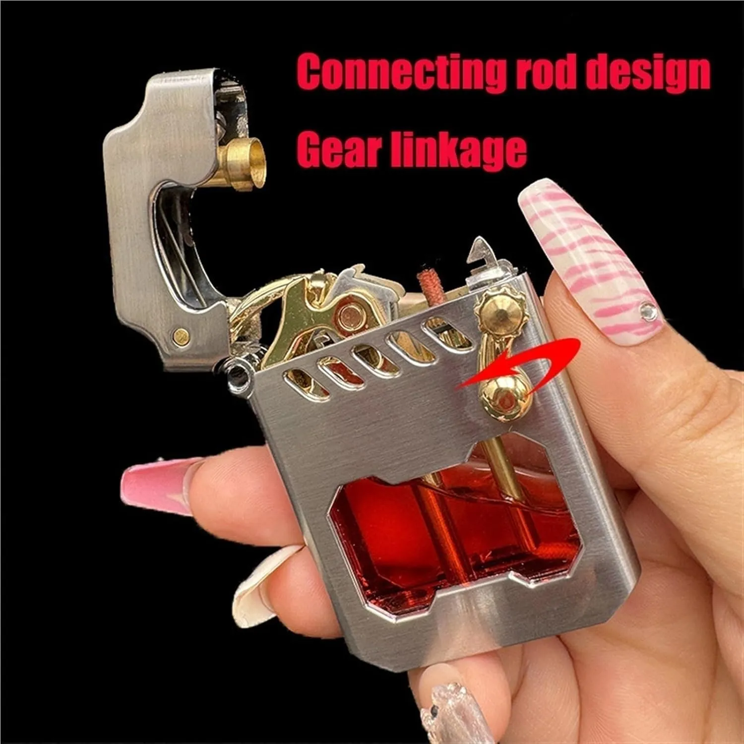 Vintage Kerosene Lighter, Transparent Oil can, Mechanical Metal Rocker Trench Windproof Lighter, Oil Lighter Vintage,(C)
