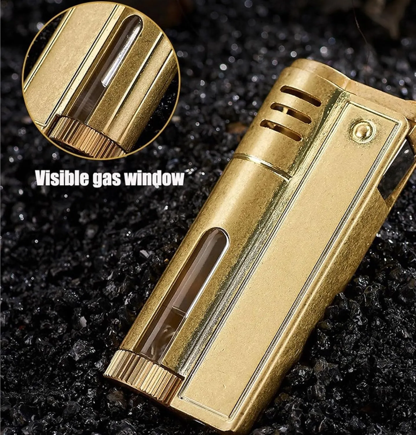 Vintage Metal Kerosene Lighter, Trench Lighter, Gear Driven Ignition Windproof Lighter, Soft fire Kerosene Lighter for Outdoor, Travel, Camping(A)