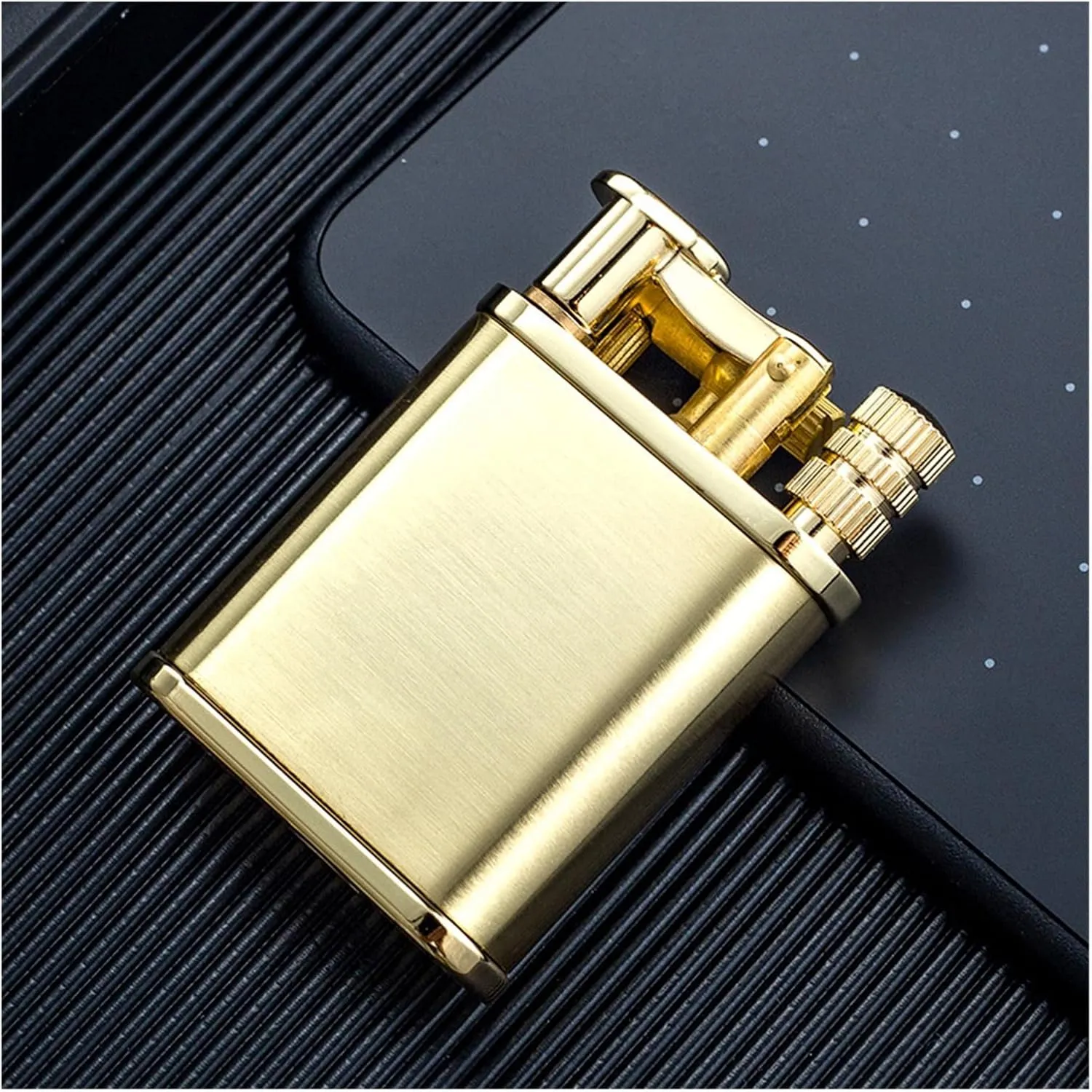 Vintage Trench Lighter Perpetual Matches, Brass Grinding Wheel Antique Kerosene Lighter Fluid Refillable, Reusable Waterproof Perpetual Matches, Classic Gift for Men(C1)