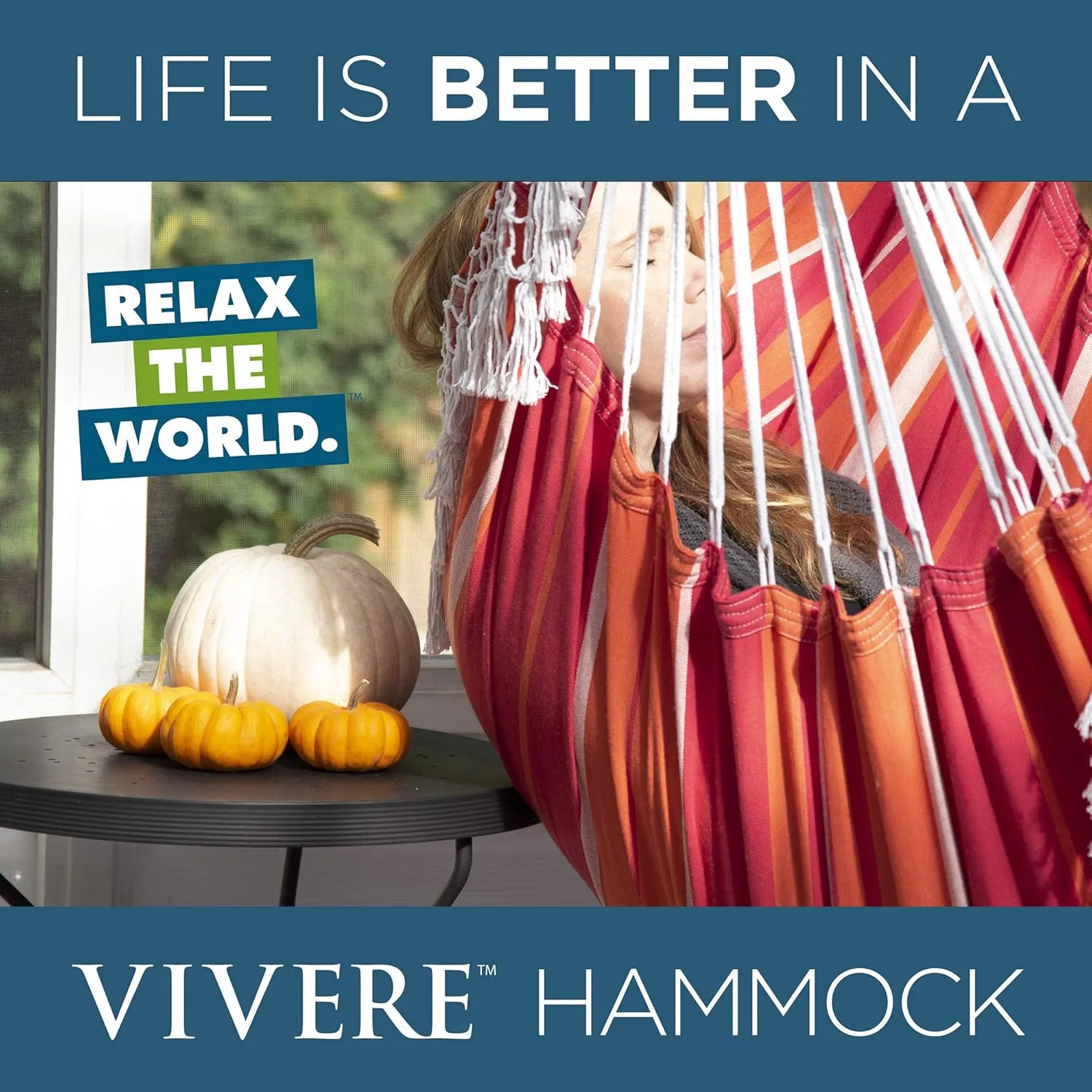 Vivere Cotton Hammock Chair with Hardwood Spreader Bar - 250 lb Capacity (Mimosa)