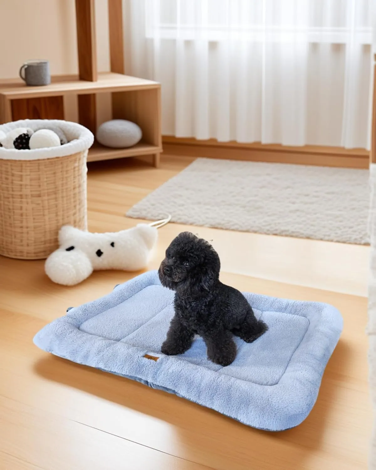 Washable Dog Bed Memory Sponge Dog Crate Beds Comfy Kennel Pad Anti-Slip Pet Sleeping Mat for Large, Jumbo, Medium, Small Dogs Breeds, 40" x 26", Gray