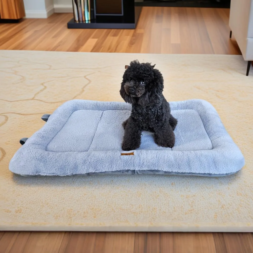 Washable Dog Bed Memory Sponge Dog Crate Beds Comfy Kennel Pad Anti-Slip Pet Sleeping Mat for Large, Jumbo, Medium, Small Dogs Breeds, 40" x 26", Gray