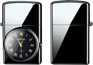 Watch Lighter Electric Lighter Dual Arc Plasma Lighter USB Rechargeable Windproof Lighter Cool Lighter with Clock Unique Gift for Men and Women (Silvery)