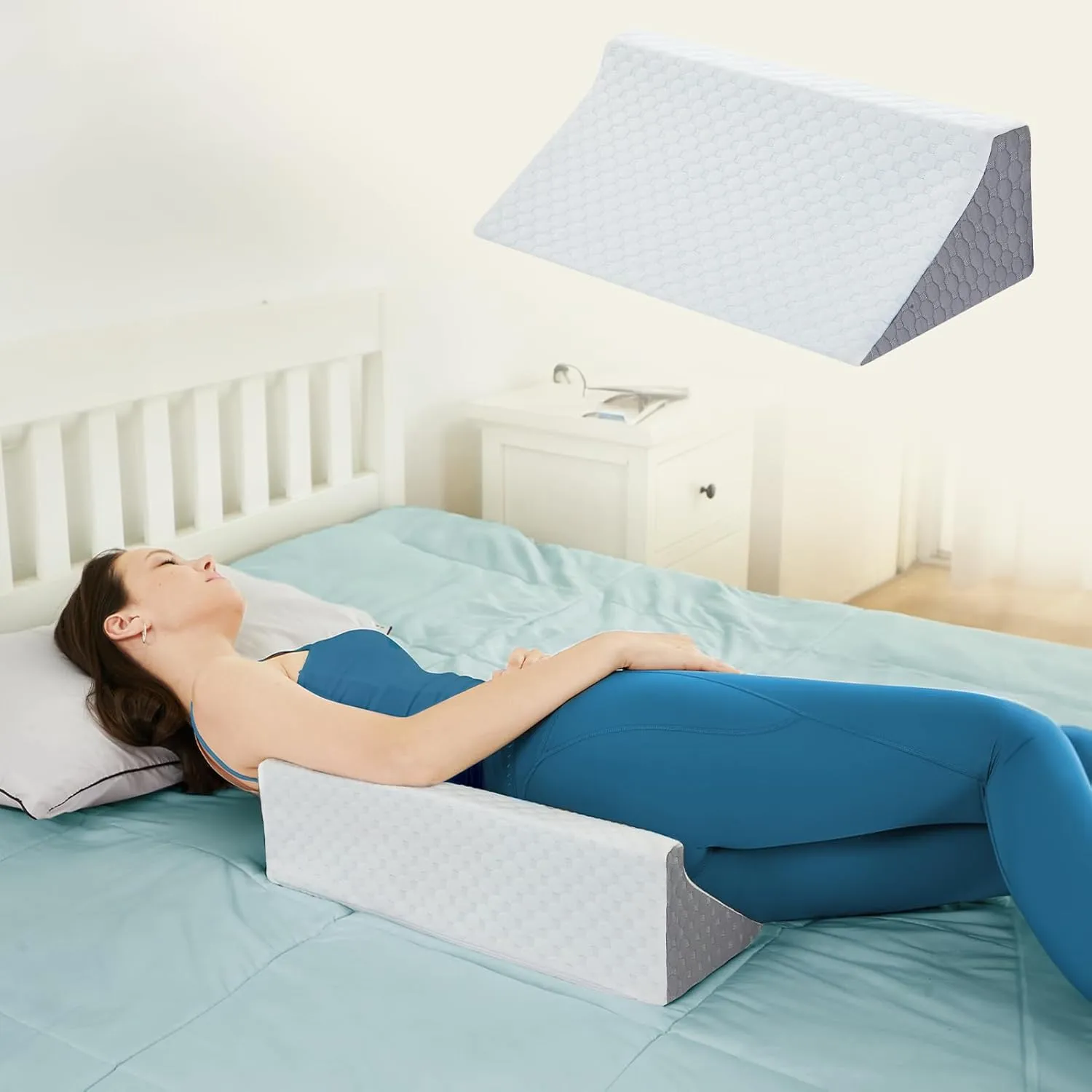 Wedge Pillow for Side Sleeping, Side Sleeper Body Back Positioners for Back Pain, Preventing Bedsores, After Surgery, Pregnancy Support, Ankle Support, Bed Wedge Pillow for Side Sleepers