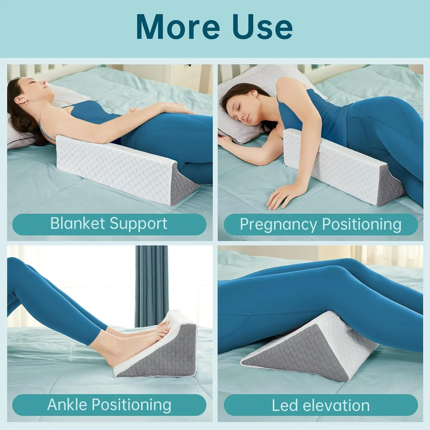Wedge Pillow for Side Sleeping, Side Sleeper Body Back Positioners for Back Pain, Preventing Bedsores, After Surgery, Pregnancy Support, Ankle Support, Bed Wedge Pillow for Side Sleepers