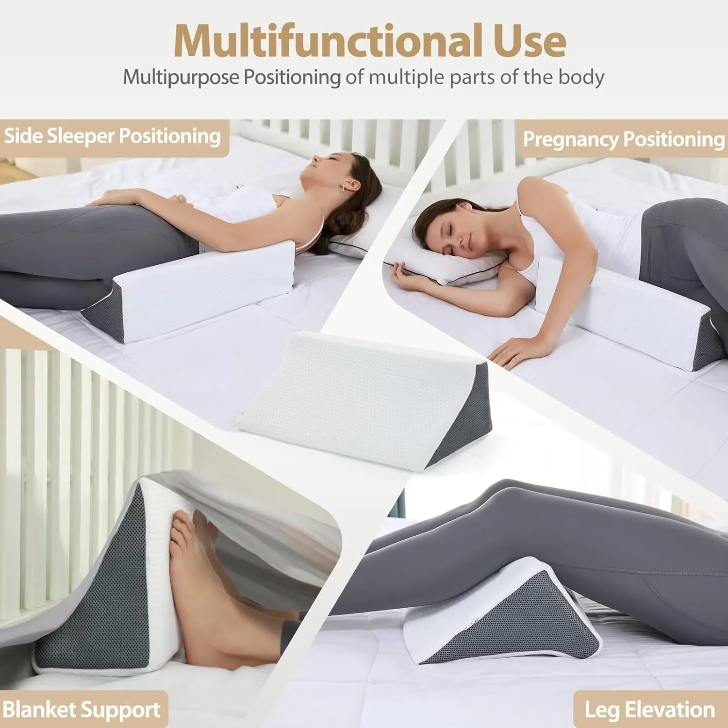 Wedge Pillow for Sleeping, Side Sleeper Body Back Positioners for Back Pain, Preventing Bedsores, After Surgery, Pregnancy Support, Ankle Support, Bed Wedge Pillow for Side Sleepers