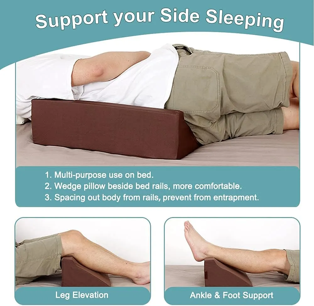 Wedge Pillows After Surgery for Elderly Adults Bed Rails Bumper Pads Foam Wedge Sleeping Positioning Side Rail Assist Guard Bed Railings Cane Safety Hospital Covers Cushion 19.6'' x 9.5'' x 5.9''