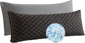 WhatsBedding Memory Foam Body Pillow for Adults, Long Pillow for Sleeping, Full Body Pillow for Bed - 20x54 inch, Black Quilted