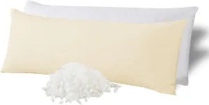 WhatsBedding Memory Foam Body Pillow with Breathable Zippered Cotton Cover, Full Body Pillow for Adults, Long Pillow for Sleeping, Firm Breathable Fluffy Supportive-Beige