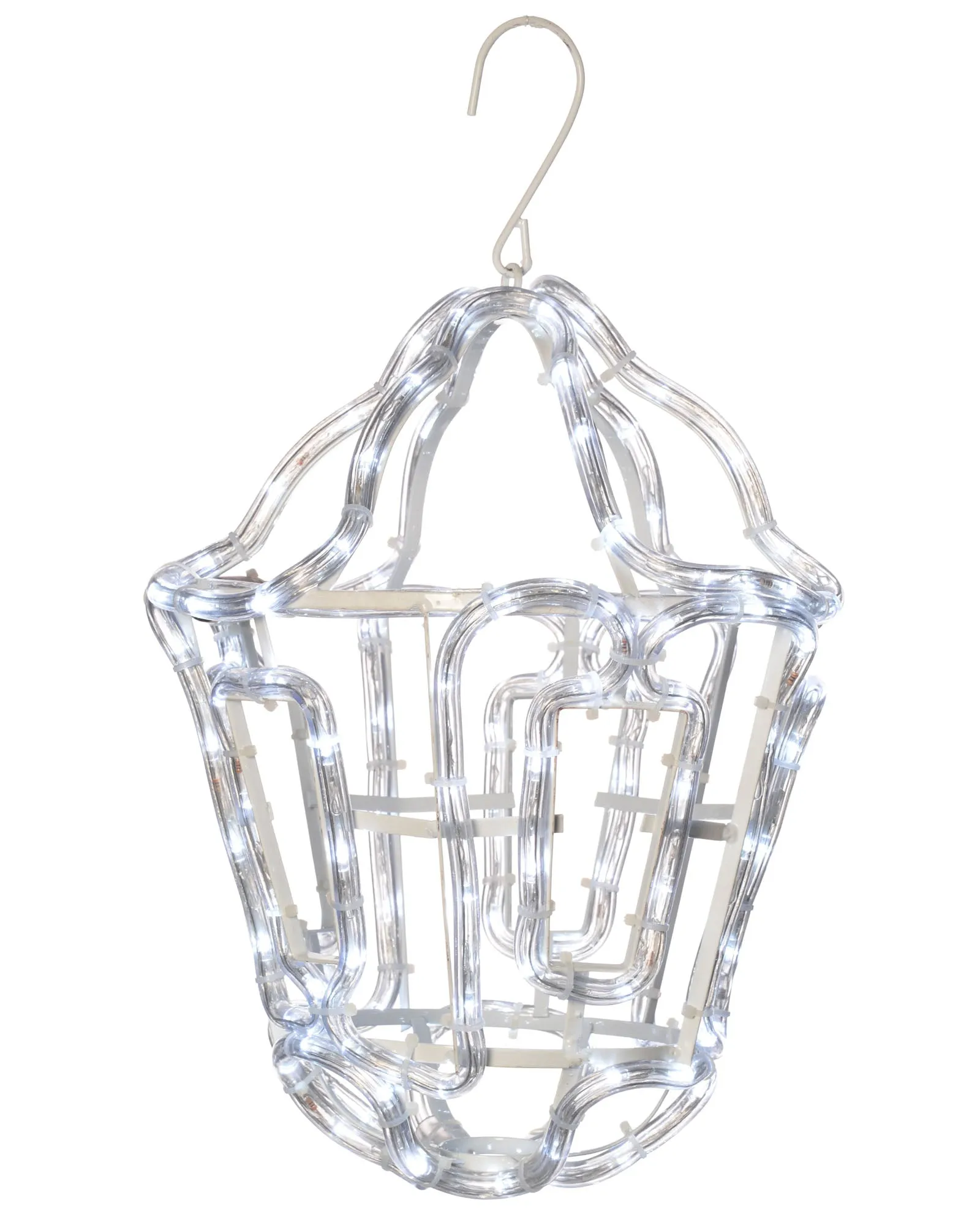 White Hanging Lantern Rope Light Silhouette, 36 cm