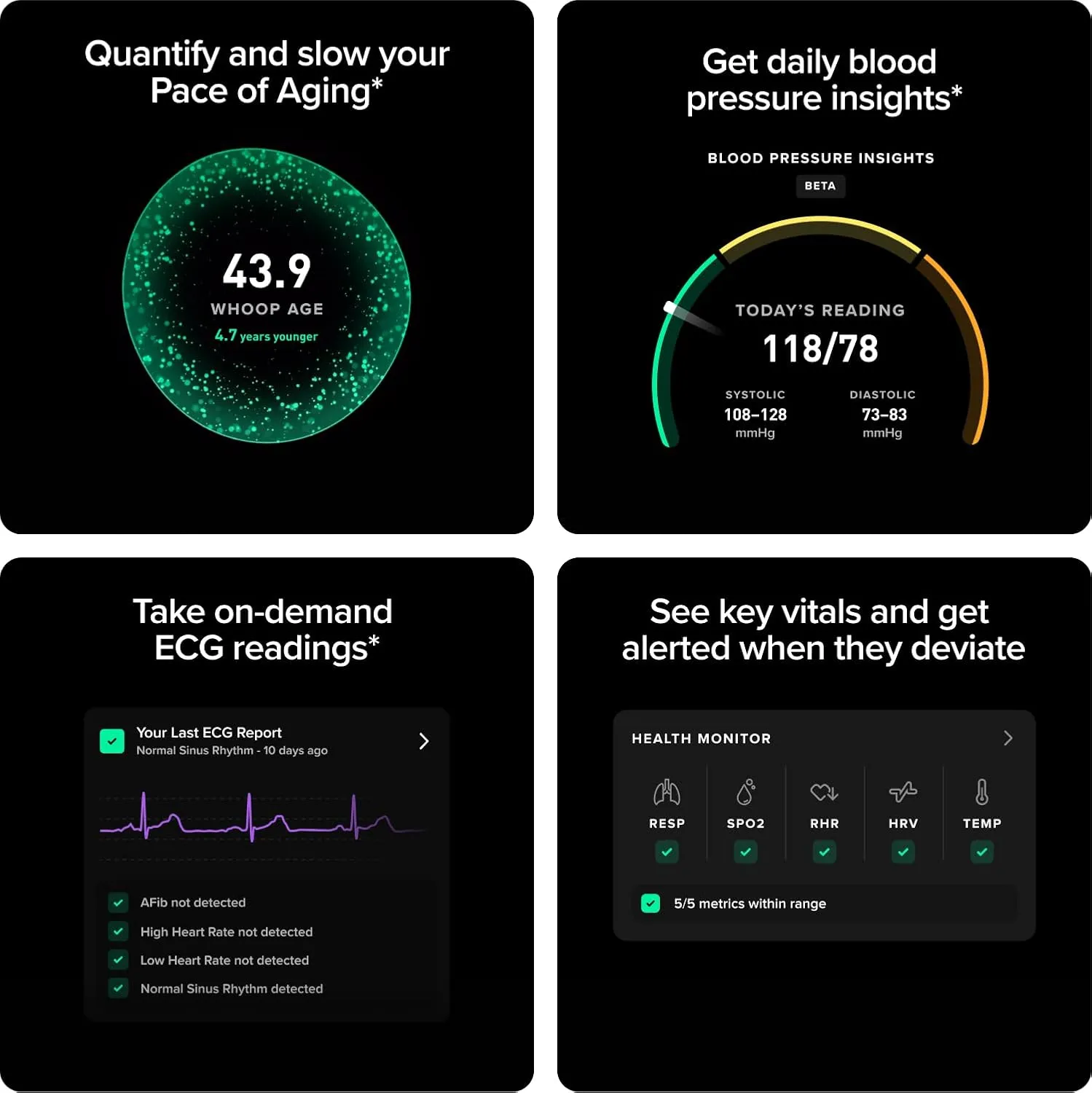 WHOOP Life – 12-Month Membership – MG Device – Health & Fitness Tracker – Blood Pressure Insights, Activity Tracking – ECG Software – 14  Days Battery Life