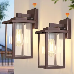WIHTU Oil Rubbed Bronze Dusk to Dawn Outdoor Wall Light Fixtures Wall Mount, Exterior Lighting Fixture for House, Sensor Outdoor Wall Sconce Lights, Waterproof Outside Lantern Lamp for Garage, Doorway