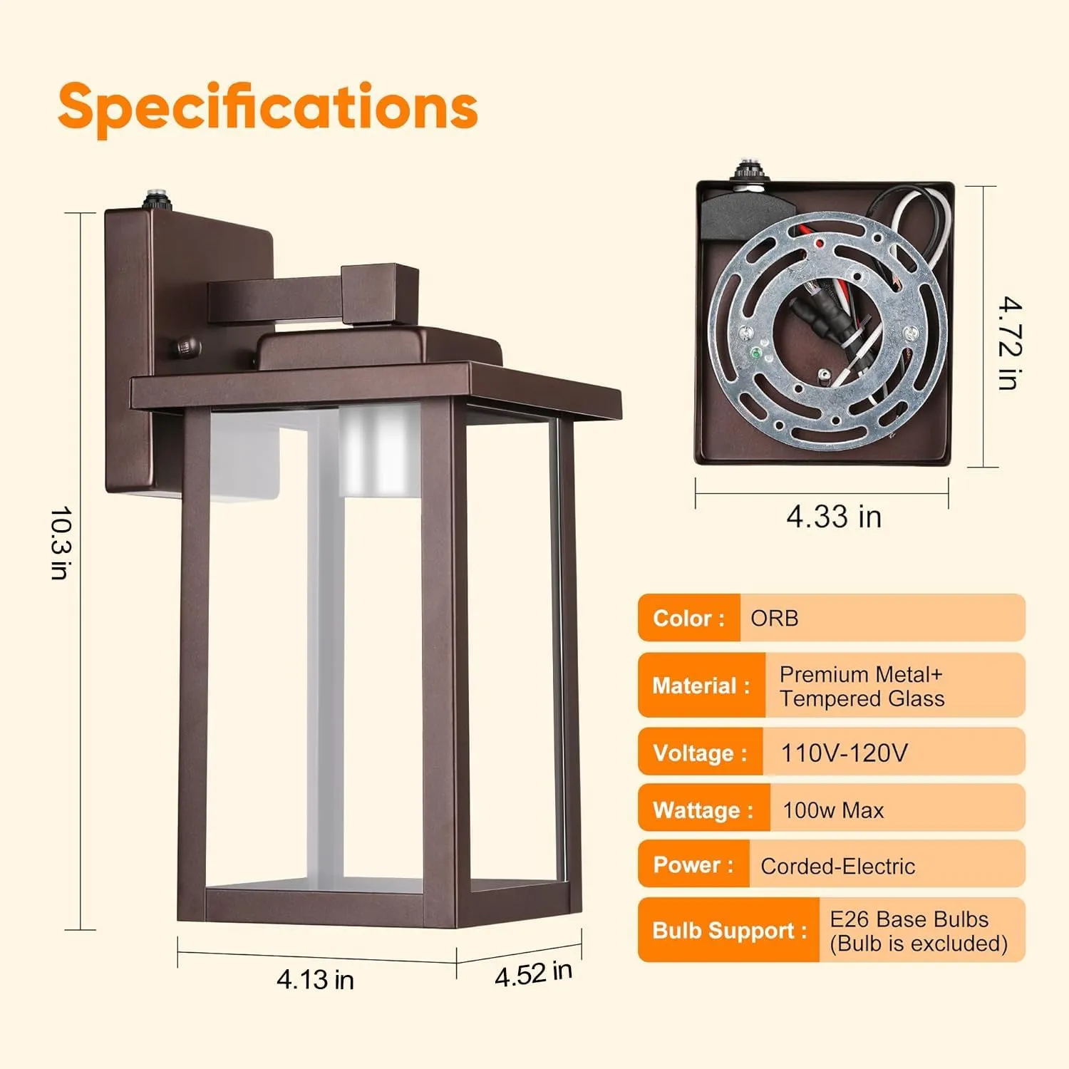 WIHTU Oil Rubbed Bronze Dusk to Dawn Outdoor Wall Light Fixtures Wall Mount, Exterior Lighting Fixture for House, Sensor Outdoor Wall Sconce Lights, Waterproof Outside Lantern Lamp for Garage, Doorway