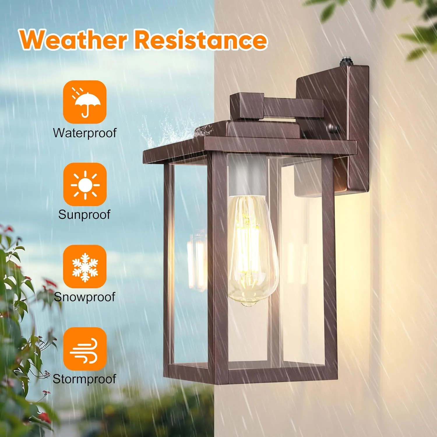 WIHTU Oil Rubbed Bronze Dusk to Dawn Outdoor Wall Light Fixtures Wall Mount, Exterior Lighting Fixture for House, Sensor Outdoor Wall Sconce Lights, Waterproof Outside Lantern Lamp for Garage, Doorway