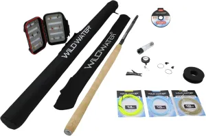 Wild Water Tenkara Starter Package, Excellent Fly Fishing Equipment for Beginners, Includes Flies, Three Lines, Hard Tube Case & Rod Sock