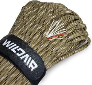 WILDAIR Paracord Survival Paracord Parachute Fire Cord Survival Ropes 4-in-1 U.S. Military Type III with Integrated Fishing Line Fire-Starter Tinder