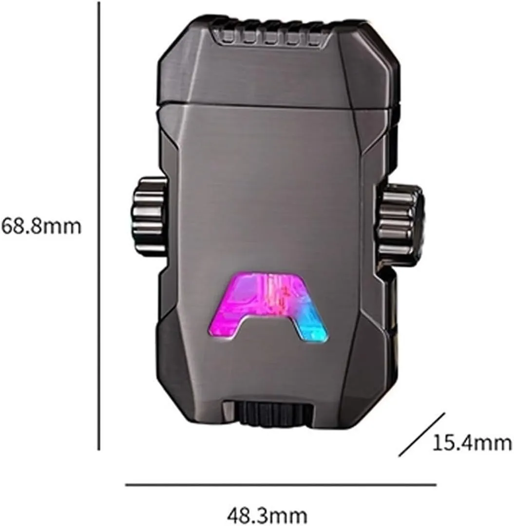 Windproof Dual Flush Waterproof Metal Butane Torch Lighter, Adjustable Dual Flame Inflatable Transparent Visible Beam Lighter, Candle Lighter Outdoor Camping Men Gift (Butane Not Included)(Pink)