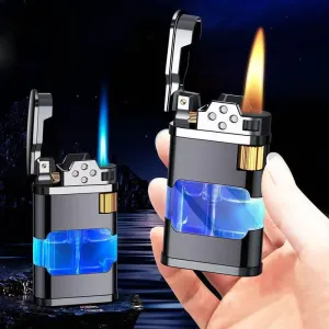 Windproof Gas Lighter - Blue Flame Metal Lighter