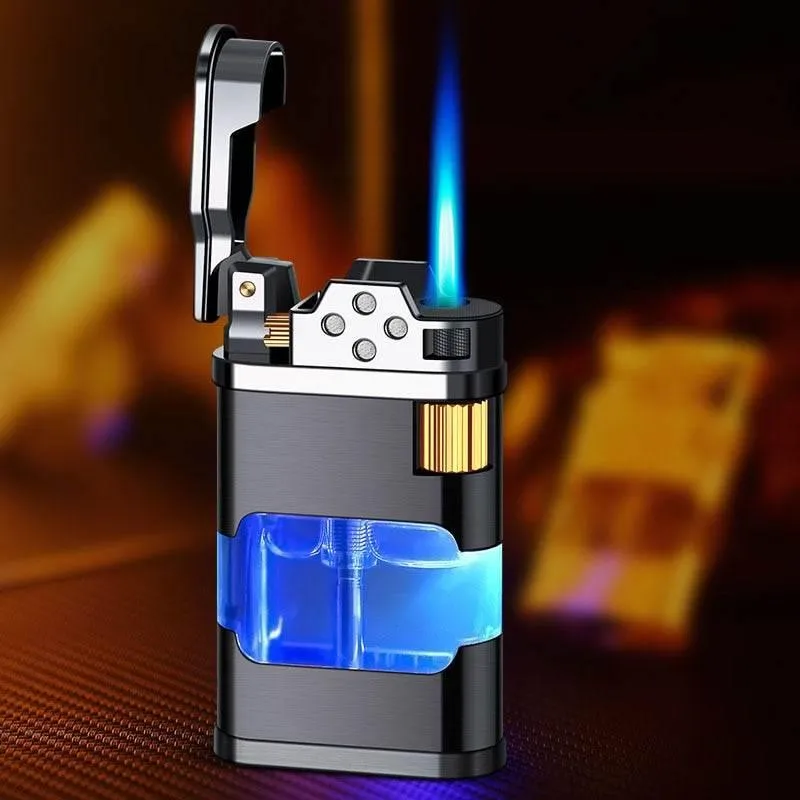 Windproof Gas Lighter - Blue Flame Metal Lighter