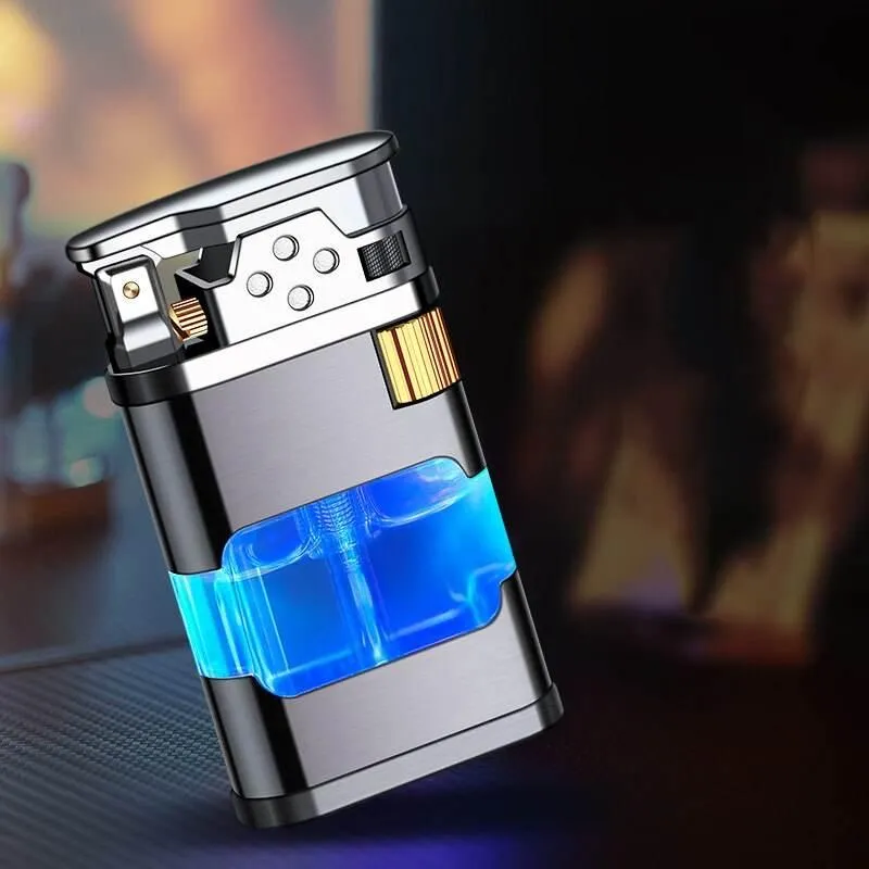 Windproof Gas Lighter - Blue Flame Metal Lighter