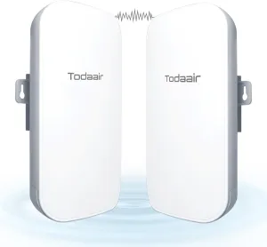 Wireless Bridge，2.4G 150Mbps Point to Point Wireless Bridge，Long Range Up to 1600 ft. ，24V PoE Power，IP65 Waterproof, 2-Pack