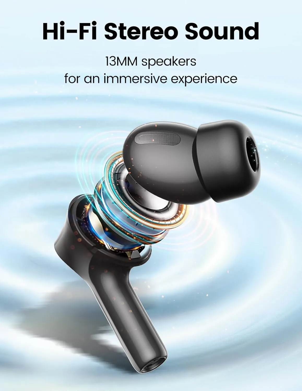 Wireless Earbuds Bluetooth 5.3 Headphones 50H Playtime Deep Bass Stereo Ear Buds with Mic IPX7 Waterproof Comfort Lightweight in Ear Earphones for Pad Android/iOS Phones Gifts for Women Men