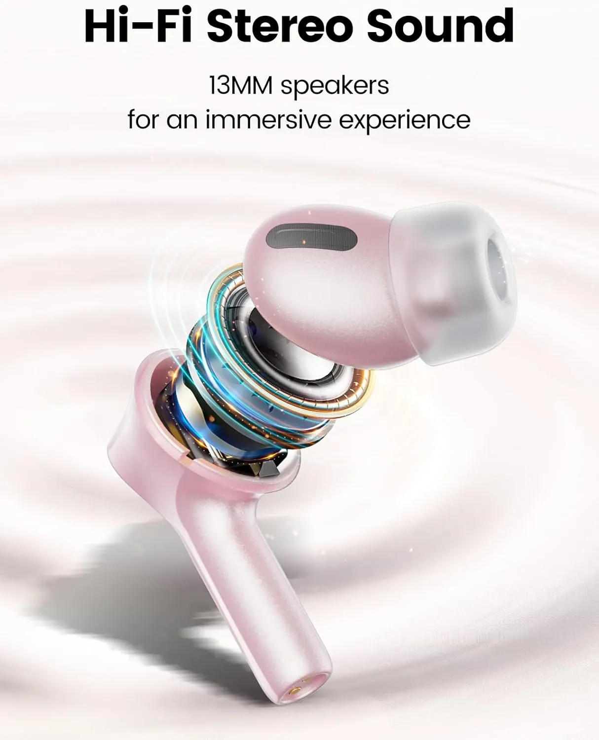 Wireless Earbuds Bluetooth 5.3 Headphones 50H Playtime Deep Bass Stereo Ear Buds with Mic IPX7 Waterproof Comfort Lightweight in Ear Earphones for Pad Android/iOS Phones Gifts for Women Men