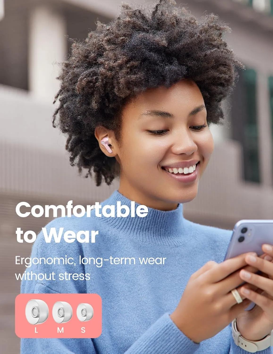 Wireless Earbuds Bluetooth 5.3 Headphones 50H Playtime Deep Bass Stereo Ear Buds with Mic IPX7 Waterproof Comfort Lightweight in Ear Earphones for Pad Android/iOS Phones Gifts for Women Men
