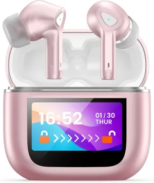 Wireless Earbuds Bluetooth 5.3 Headphones 50H Playtime Deep Bass Stereo Ear Buds with Mic IPX7 Waterproof Comfort Lightweight in Ear Earphones for Pad Android/iOS Phones Gifts for Women Men