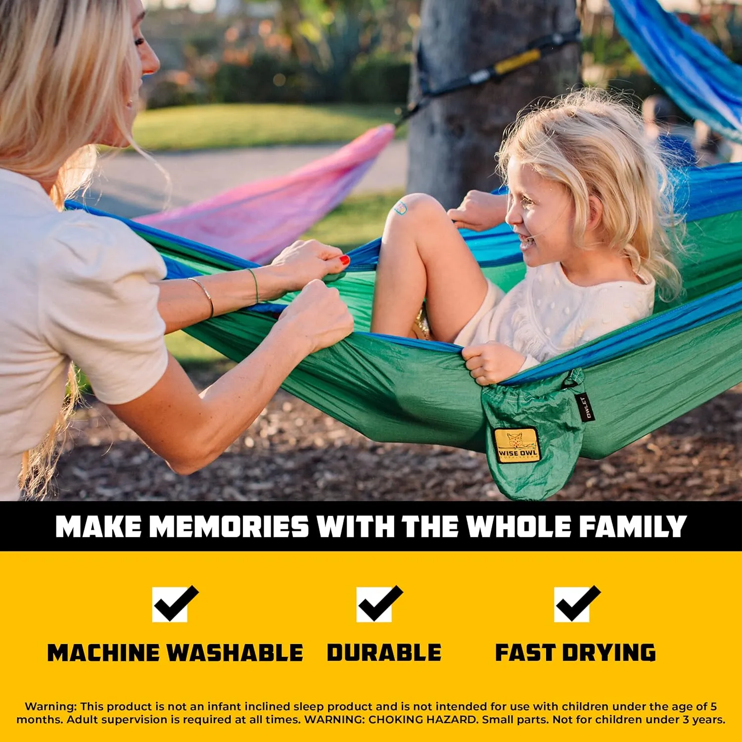 Wise Owl Outfitters Hammock for Camping Hammocks Gear for The Outdoors Backpacking Survival or Travel - Portable Lightweight Parachute Nylon - Up to 500lbs