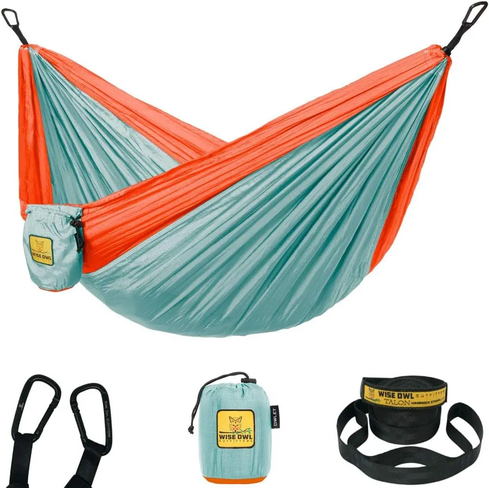 Wise Owl Outfitters Hammock for Camping Hammocks Gear for The Outdoors Backpacking Survival or Travel - Portable Lightweight Parachute Nylon - Up to 500lbs