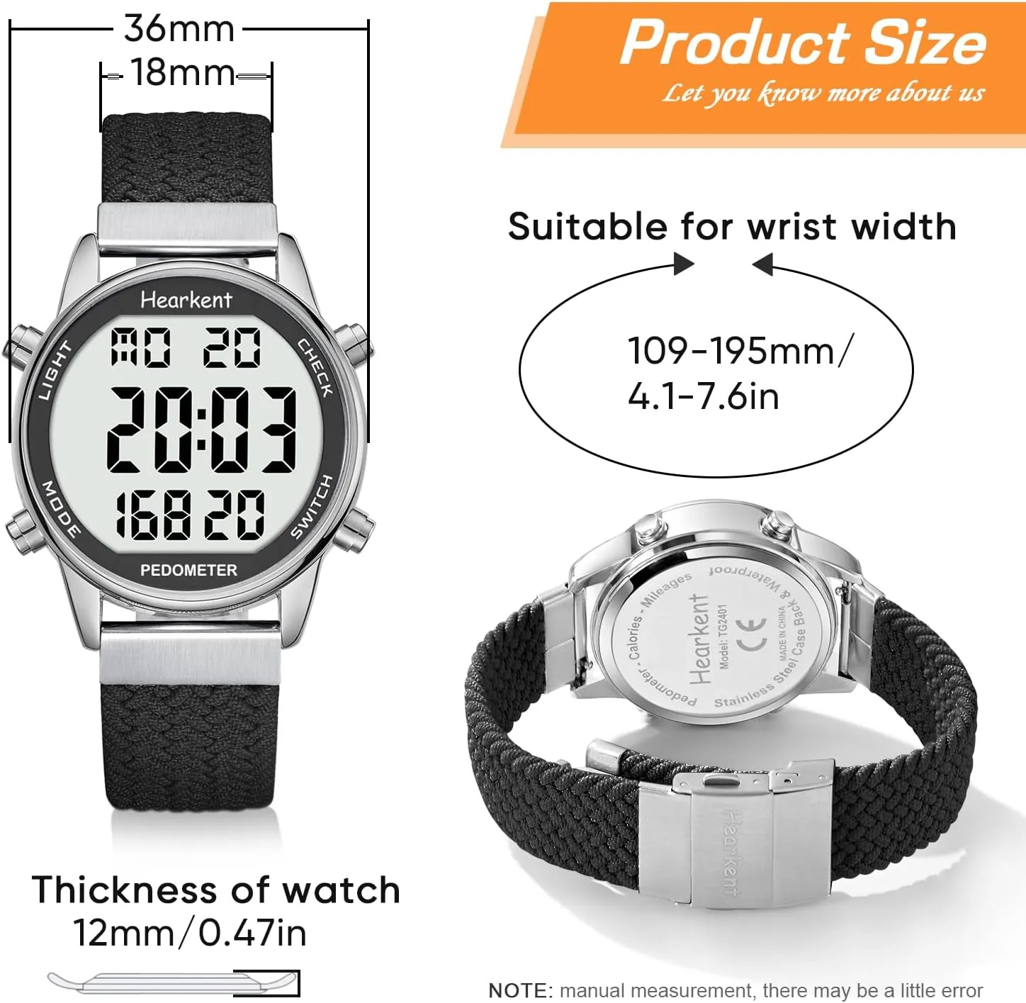 Women Pedometer Watch-Step Tracker Watch with Calories Counter-Non Bluetooth Pedometer Watches-LCD Large Numbers-30M Waterproof Watch-Sport Pedometer Watch Step Counter for Walking