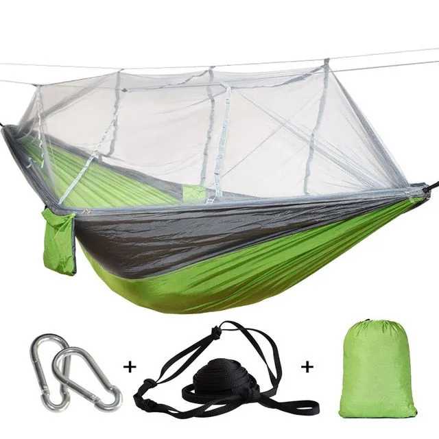 Worth the price Person Swing  Bed Express international shipping Outdoor Parachute Hanging Chair  Mosquito Camping Army Net Hammock Hamac Sleeping Green Portable Double 1-2