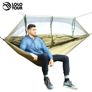 Worth the price Person Swing  Bed Express international shipping Outdoor Parachute Hanging Chair  Mosquito Camping Army Net Hammock Hamac Sleeping Green Portable Double 1-2