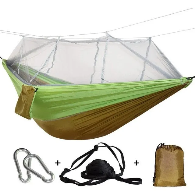 Worth the price Person Swing  Bed Express international shipping Outdoor Parachute Hanging Chair  Mosquito Camping Army Net Hammock Hamac Sleeping Green Portable Double 1-2