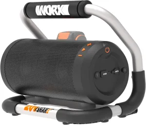 WORX 20V Bluetooth Speaker Sound and 10-Hour Runtime, 2-in-1 Bluetooth/Aux Input, Durable for Jobsite, Wireless Portable Speaker with Roll Cage, Tool Only, WX009L.9