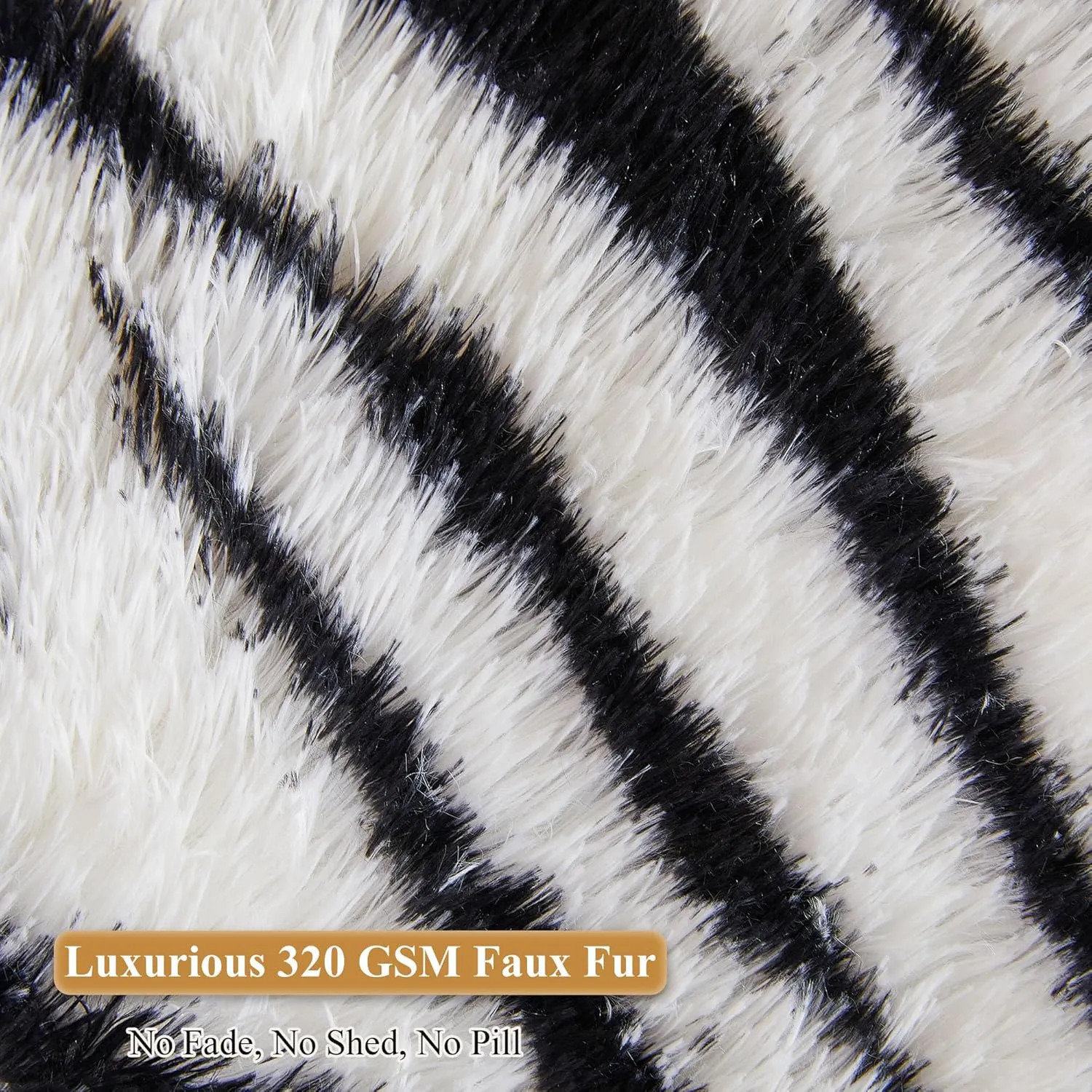 XeGe Zebra Print Faux Fur Bean Bag Chair Cover (No Filler), Striped Fluffy Stuffed Animal Storage Bean Bag, Furry Fuzzy Striped Comfy Beanbag Cover for Adult Kid, Anti-Slip, Black and White