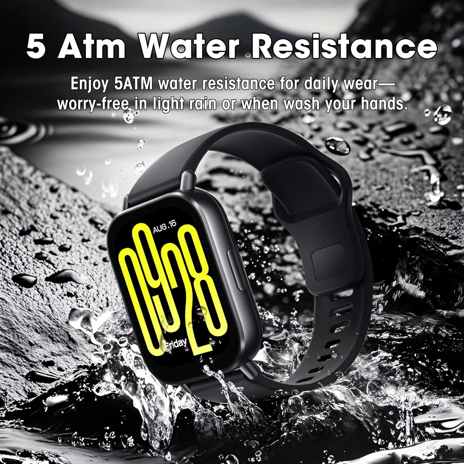 Xiaomi Remi 5 Active Smart Watch, Step Counter Watch for Women Men with 2" LCD Large Display, 140 Sports Modes, 5ATM Waterproof (Active-Midnight Black)