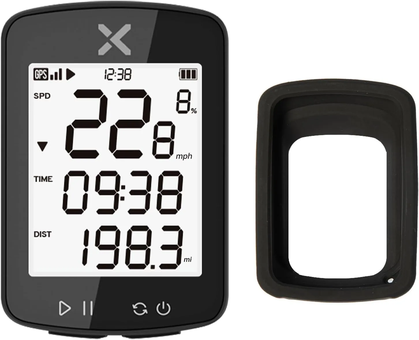XOSS G Gen2 GPS Bike Computer Wireless with Cover(Black), Bluetooth IPX7 Waterproof Cycling Computer, Rechargeable Bicycle Speedometer Odometer with 2.2 inch LCD Screen, 28 hrs Long Battery Life