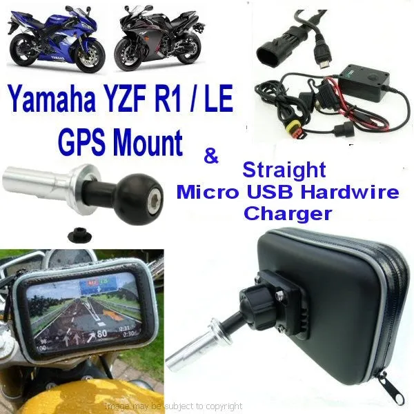 Yamaha YZF R1 - LE 6inch GPS SatNav Straight MICRO USB Powered Motorcycle Mount (sku 14217)