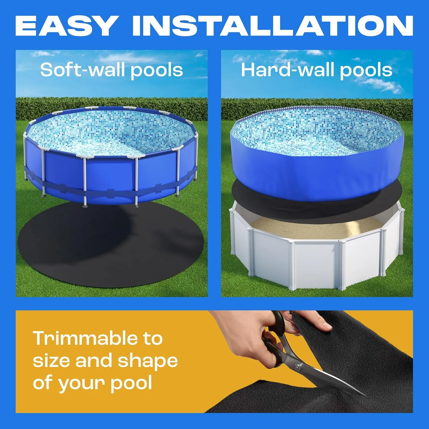 Yankee Pool Liner Pad, 15 Ft Round Puncture Proof Pool Mat, Above Ground Pool Liner Protector Against Tearing, Grass, Under Pad to Prolong Swimming Pool Liner Life