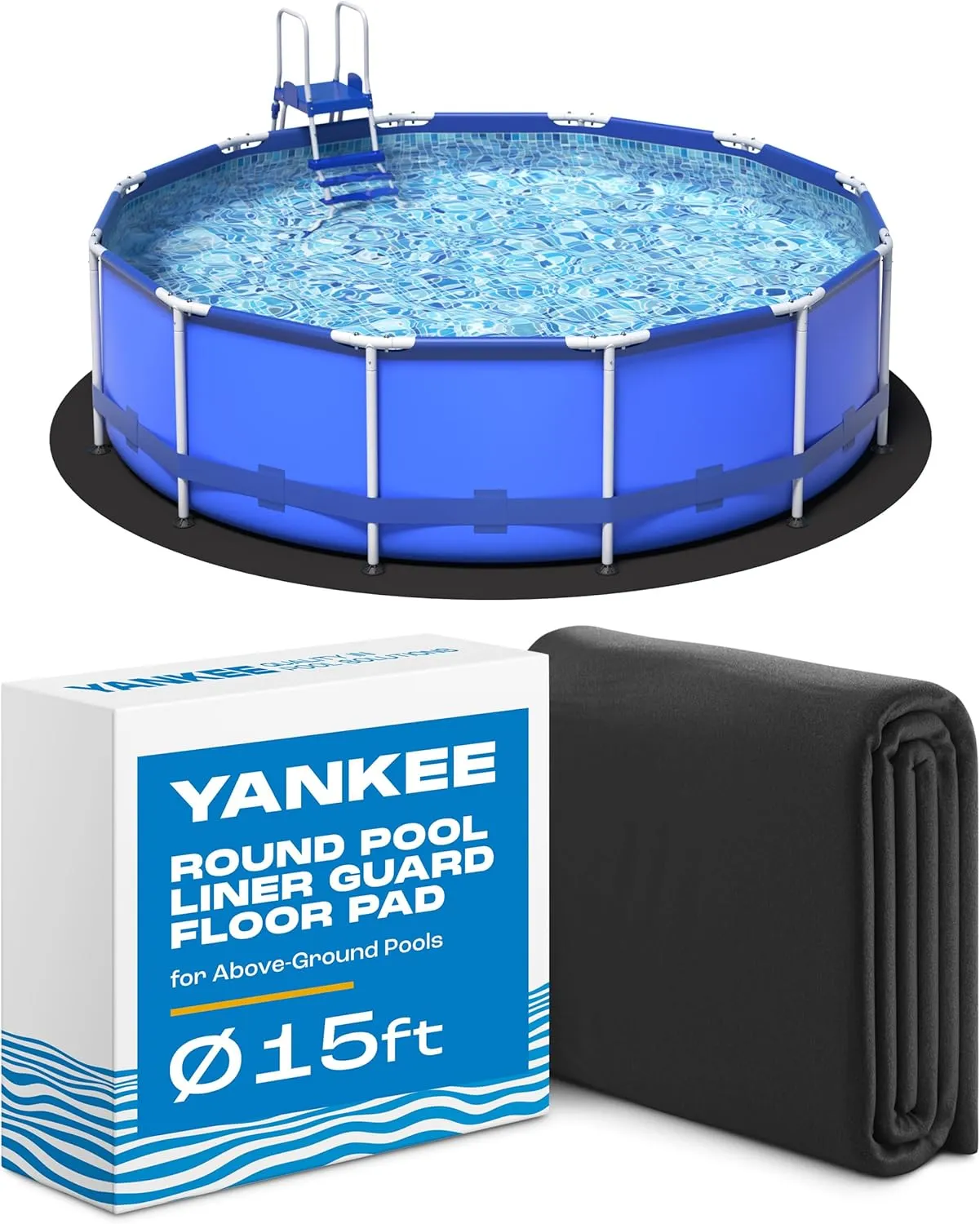 Yankee Pool Liner Pad, 15 Ft Round Puncture Proof Pool Mat, Above Ground Pool Liner Protector Against Tearing, Grass, Under Pad to Prolong Swimming Pool Liner Life