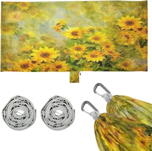 Yellow Sunflowers Camping Hammock, 330 lbs with 2 Tree Straps, Carry Bag, Single Portable Hammock for Outdoor/Indoor, Hiking, Beach, Backpacking, Travel