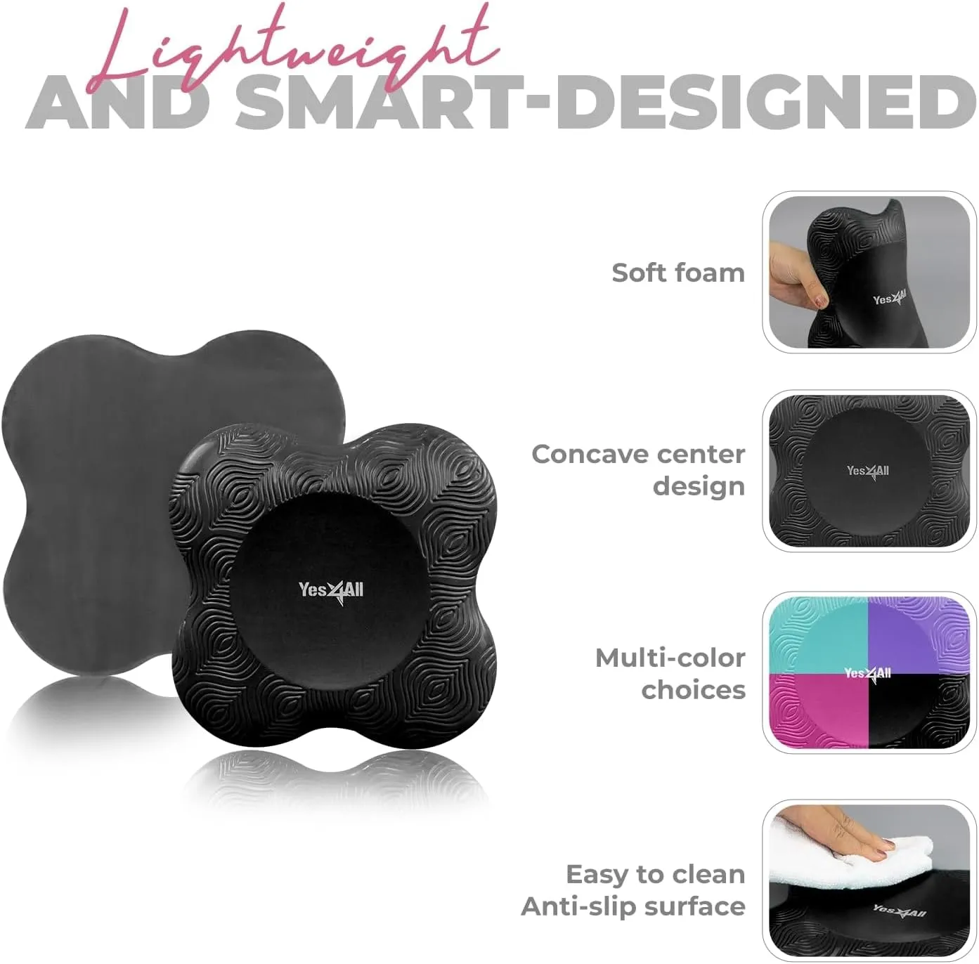 Yes4All 2PCS Yoga Knee Pads Extra Thick, Yoga Kneeling Pad for Pilates Exercise, 13/16 Inches Cushion Knees Elbow Mat Supplies for Women Men Fitness Travel