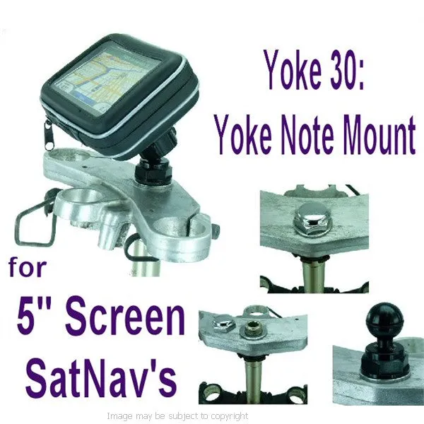 Yoke 30 - 5inch XL Screen GPS Satnav Motorcycle Yoke Nut Cap Mount (sku 16713)